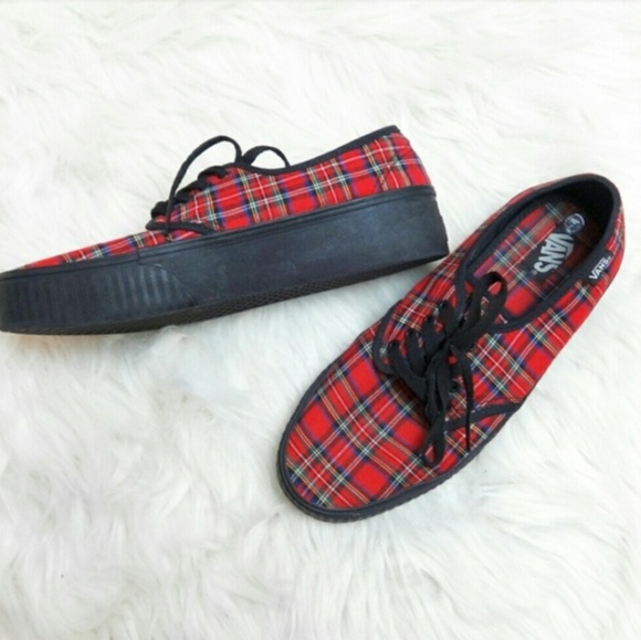 vans plaid platform